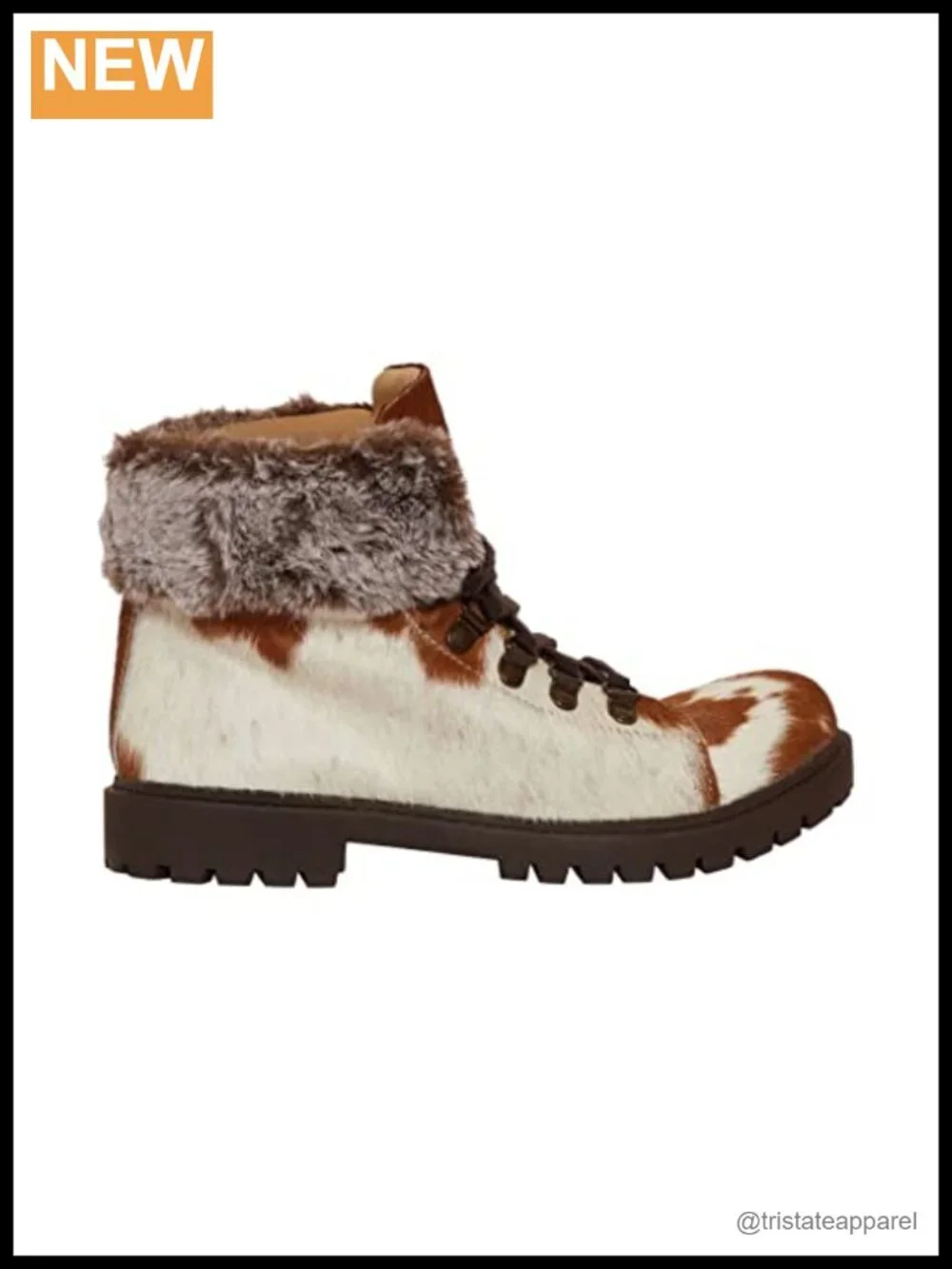 Mid-Calf Lace-Up Leather Winter Boots Ankle-High Faux Fur